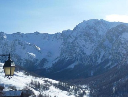 La vue en hiver de l'appartement les Jonquilles 4 personnes à Saint-Véran