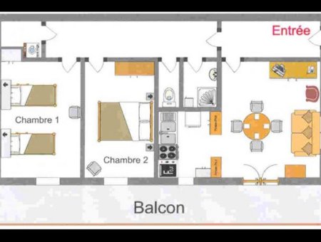 Le plan de l'appartement les Jonquilles 4 personnes à Saint-Véran