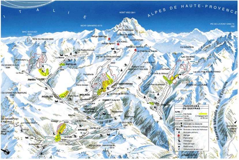 Plan des pistes de ski du Queyras