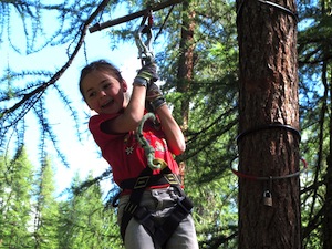 In Molines (Queyras) tree climbing is a delight for children and teenagers.